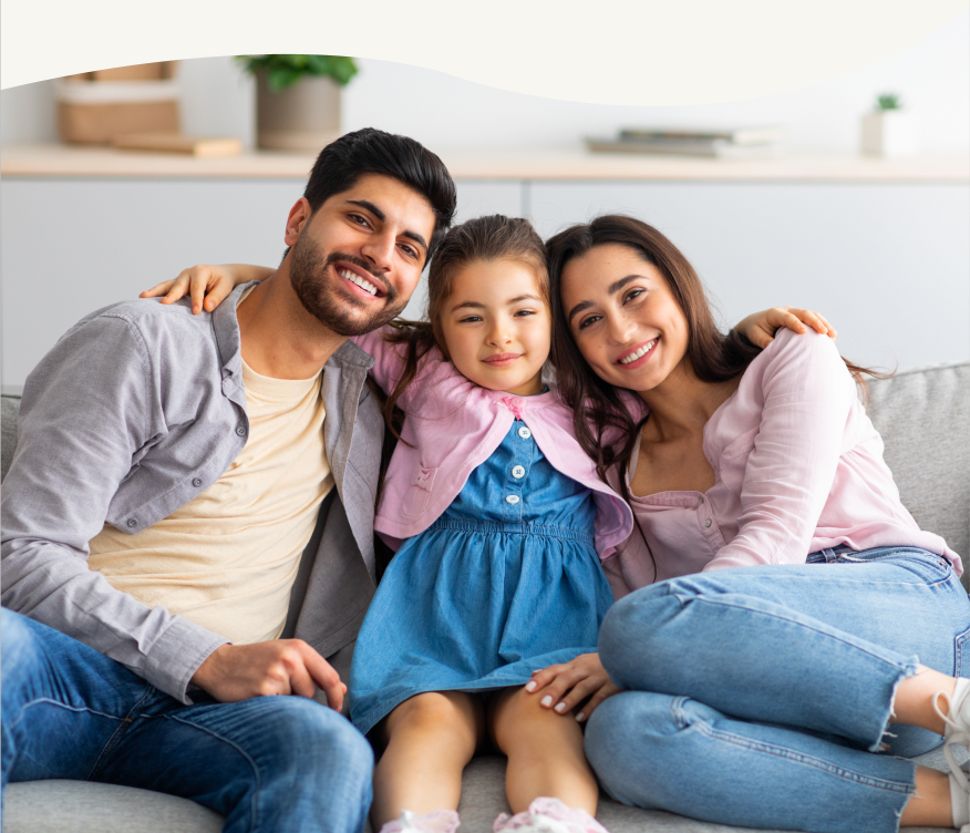 Família reunida, tranquila e protegida